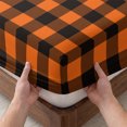 thumbnail image 3 of Queen Size Fitted Sheet Set - Black Orange Plaid 3 Piece Bedding Sets 16" Deep Pocket Fitted Sheet with 2 Pillowcases, Farmhouse Buffalo Check Gingham Brushed Microfiber Hotel Luxury Bed Sheets, 3 of 9