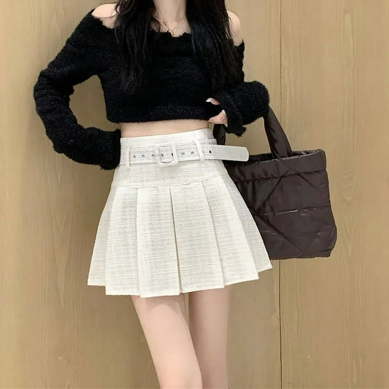 PIKADINGNIS Korean Fashion with Belt Pleated Skirts Women
