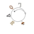 thumbnail image 2 of Delight Jewelry Goldtone Translucent Brown Center Spinner Multi-Colored Crystal Love Charm Bracelet, 2 of 5