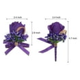 thumbnail image 2 of 6 Pcs Rose Boutonnieres & Wrist Corsage for Men Wedding Ceremony Anniversary Party Deep Purple, 2 of 5