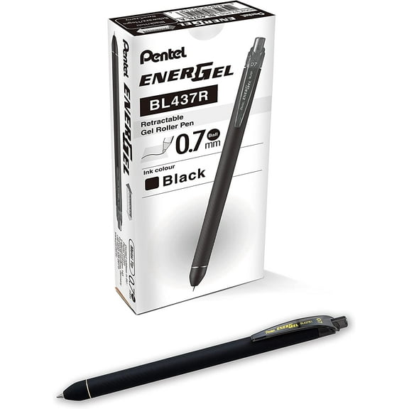 EnerGel Pen, Gel, 0.7mm, 3/5"Wx2/5"Lx5-4/5"H, 12/DZ, Black (PENBL437R1A)