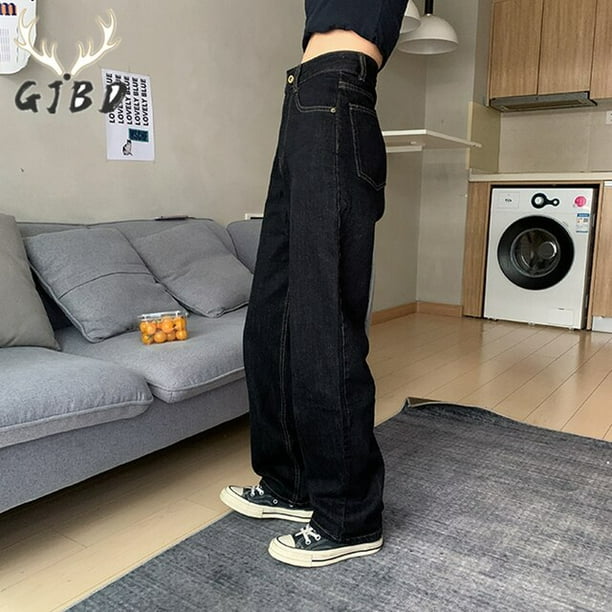 Jeans Women Black Chic Autumn Loose Womens Wide Leg Denim Trousers Ins  Harajuku High Street Retro Fashion Korean Style Mopping