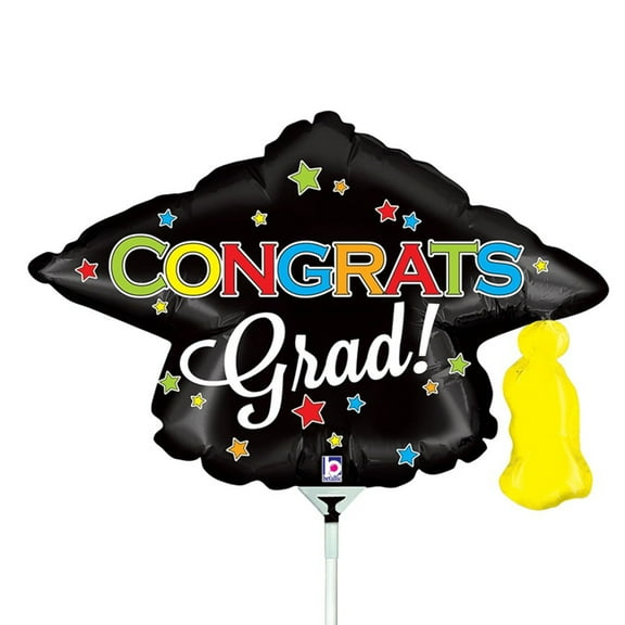 14 inch Grad Cap Mini Shape (Air-Fill Only) Foil Mylar Balloon - Party Supplies Decorations