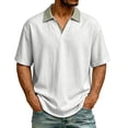 thumbnail image 2 of Mens Cotton Linen Polo Shirts Casual Short Sleeve V Neck Shirt Summer Beach Hippie Tshirt Shirt for Men Big and Tall Size M-3XL White, 2 of 8