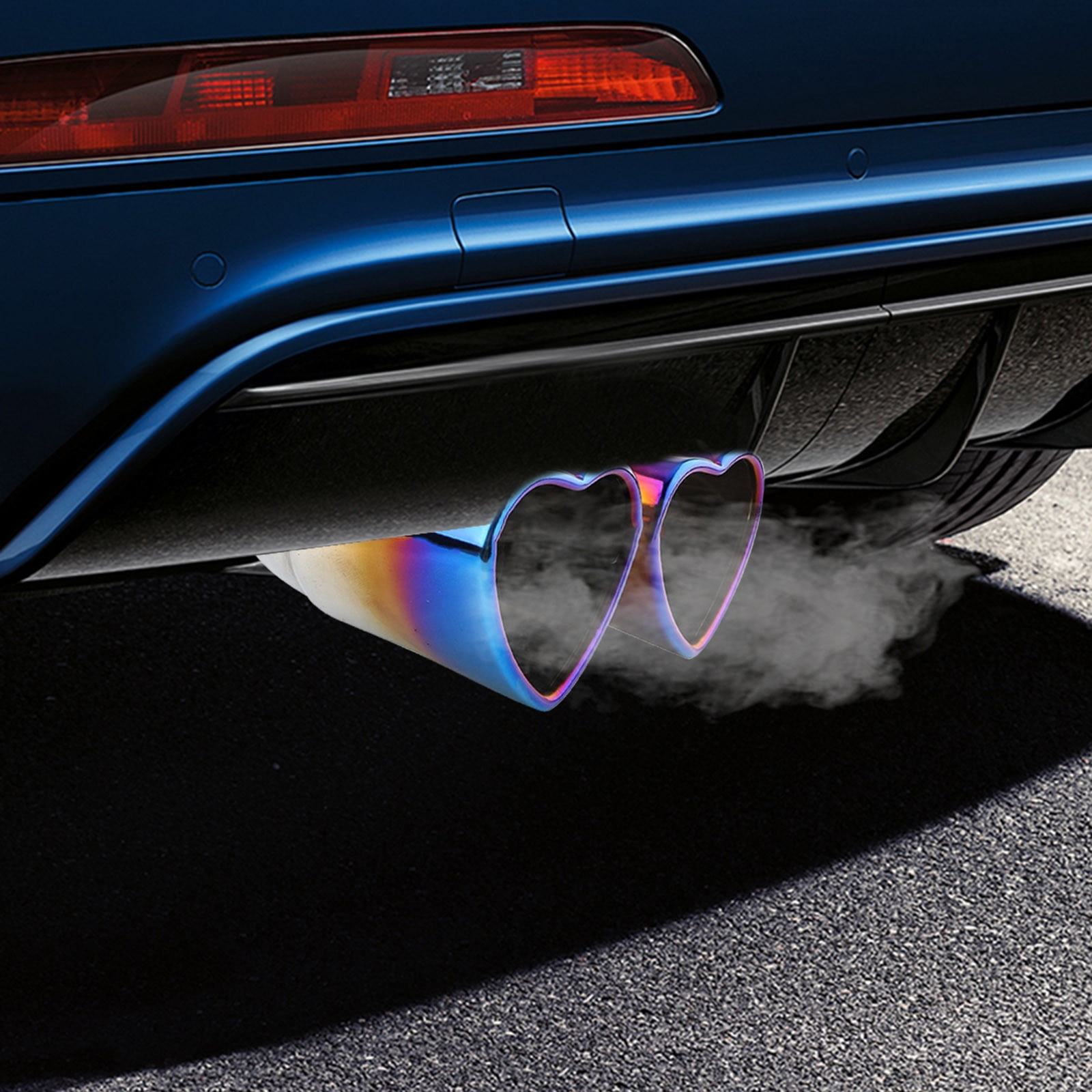 Heart Dual Exhaust Tip 2.5" Inlet, Adjustable Stainless Steel Y Shaped Exhaust Pipe, Modified Exhaust Tail Pipe Universal for Most Car