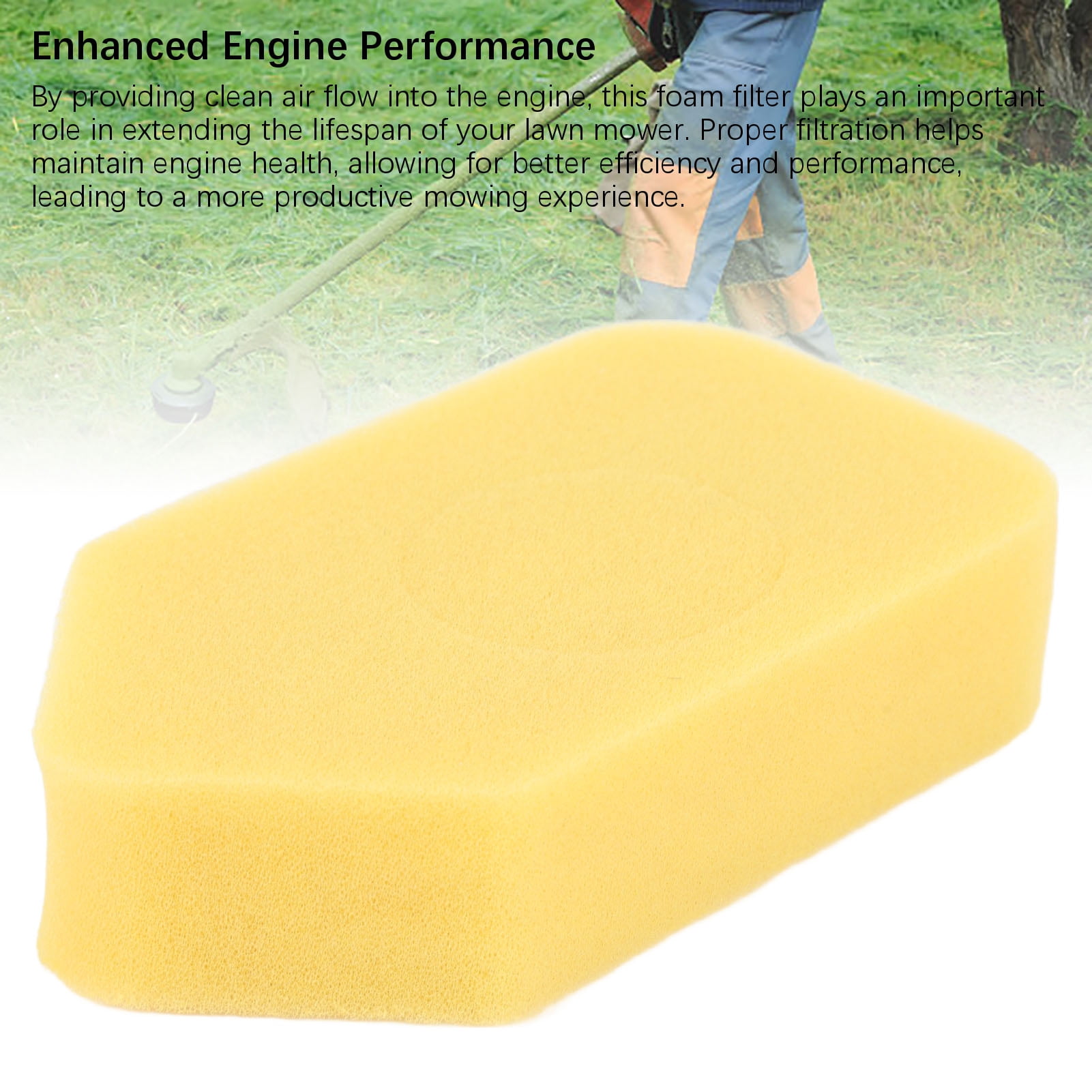 YAHHU 10PCS Lawnmower Foam Air Filter Replacement Set for Briggs & Stratton 698369 4216 5088 5099, Premium PU Foam Lawn Mower Engine Cleaner Accessory Parts (11.81 inches / 30 cm)