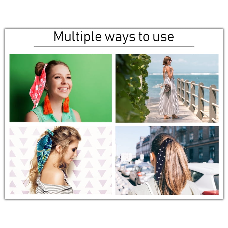 Satin and Chiffon Detachable Hair Scarf Scrunchies,10 Pcs  display picture 1