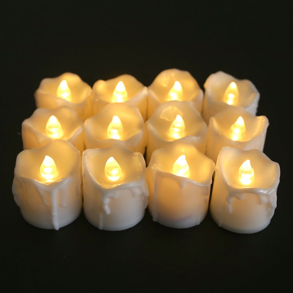 12PCS Flameless Candles Battery Operated Realistic Candle Flickering Bulb Warm White Tea Light with Remote Control Best for Holiday Decoration Party Wedding