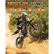 Peak 3000W Electric Dirt Bike for Adults, 37-100 Miles, 60V 35AH, Max 38Mph,Anti-Theft Alarm E-Bike, 25Tire,Hydraulic Disc Brakes E-Mountain Bike
