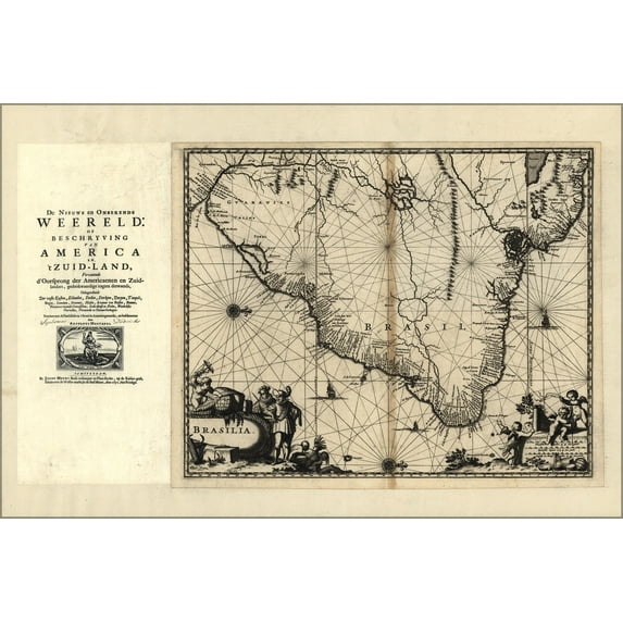 24"x36" Gallery Poster, map of brazil 1671