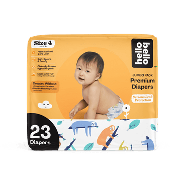 Hello Bello Premium Baby Diapers Size 4 I 23 Count of Disposeable, Extra-Absorbent, Hypoallergenic, and Eco-Friendly Baby Diapers with Snug and Comfort Fit I Sleepy Sloths
