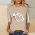 thumbnail image 1 of Heisall Hauts pour Femmes Manches 3/4 Col Rond T-Shirts Décontractés Mode Imprimé Rugby, 1 of 3