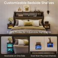 thumbnail image 4 of Bestier Full Size Metal Platform Bed Frame with Storage Headboard Charging Station & 2 Nightstands LED Lights, Black, 4 of 10
