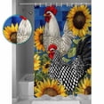 thumbnail image 3 of Small Stall Shower Curtain 36x72 Inch Narrow Half Size Vintage Sunflower Rooster Bath Curtains Bathroom Decor Summer Elegant Flowers Waterproof Fabric Shower Curtain Set with Hooks 36 Inch, 3 of 6