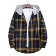 thumbnail image 3 of TOWED22 Mens Plaid Flannel Hooded Shirts Casual Fall Winter Long Sleeve Button up Flannel Shirts(Navy,XL), 3 of 5