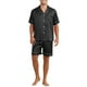 thumbnail image 2 of Conjunto de Pijamas de Satén INSPIRE CHIC para Hombre, Pijamas de Manga Corta de Dos Piezas con Bolsillos, Pijamas Suaves para Dormir en Negro, 2 of 6