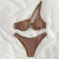 thumbnail image 1 of Cameland Ladies' Sexy Split Shoulder Steel Support Bikini Solid Color Two-piece Swimsuit, 1 of 5