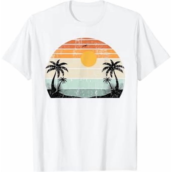 Sunshine Summer Vibes Palm Trees Beach Retro Tropical Summer T-Shirt
