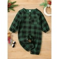 thumbnail image 2 of Faithtur Bébé Automne Casual Manches Longues Combinaison de Noël Plaid/impression Col Rond Long Romper, 2 of 8
