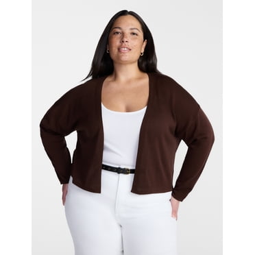 Terra & Sky Women’s Plus Lightweight Snug Cardigan with Long Sleeves, Sizes 0X-5X