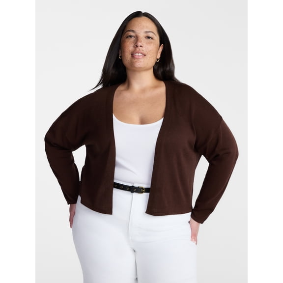 Terra & Sky Women’s Plus Lightweight Snug Cardigan with Long Sleeves, Sizes 0X-5X