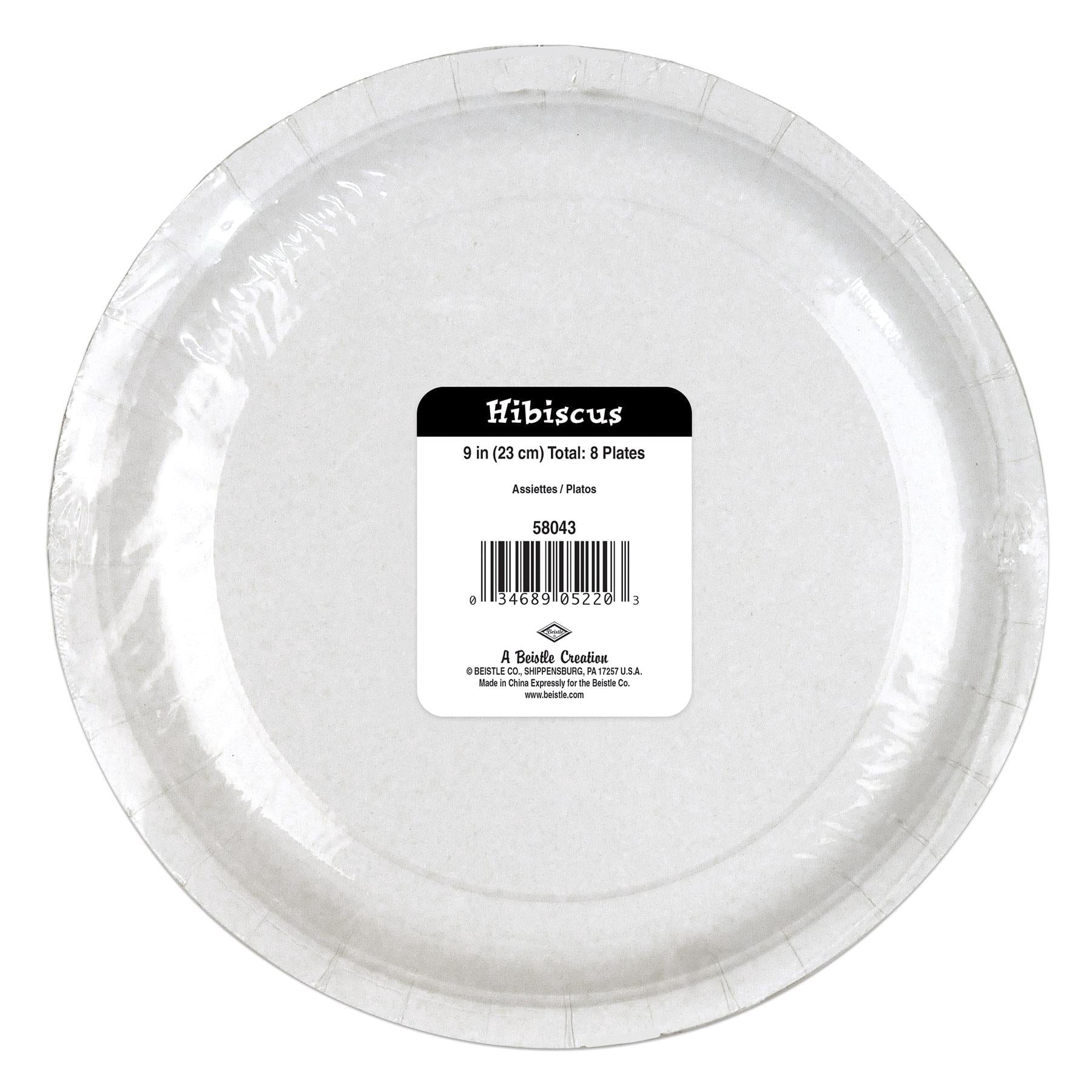 96 Pack Beistle Luau Party Hibiscus Paper Plates 9 inch