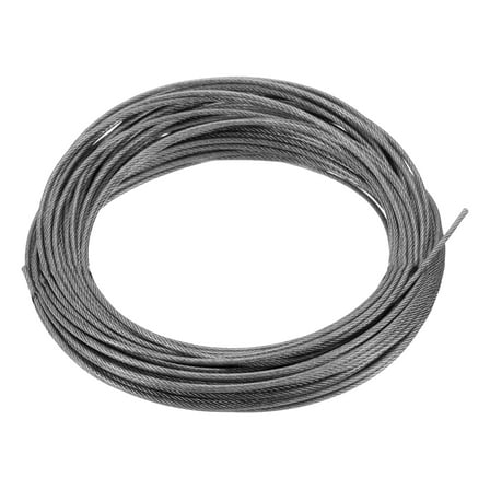 Uxcell 1/16" (1.5mm) 50ft 304 Stainless Steel Cable Wire Rope 7 x 7 Strands Coated Aircraft Wire
