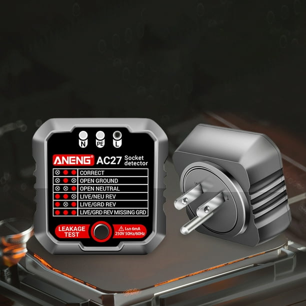 Enchufe AC27 Power Checker Detector de voltaje Instrumentos de prueba (UE) negro