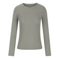 thumbnail image 4 of JUNWELL BLVB Womens Ribbed Long Sleeve Shirts Crewneck Sweaters Slim Base Layering Casual Tee Tops Blouses for Fall Winter, 4 of 5