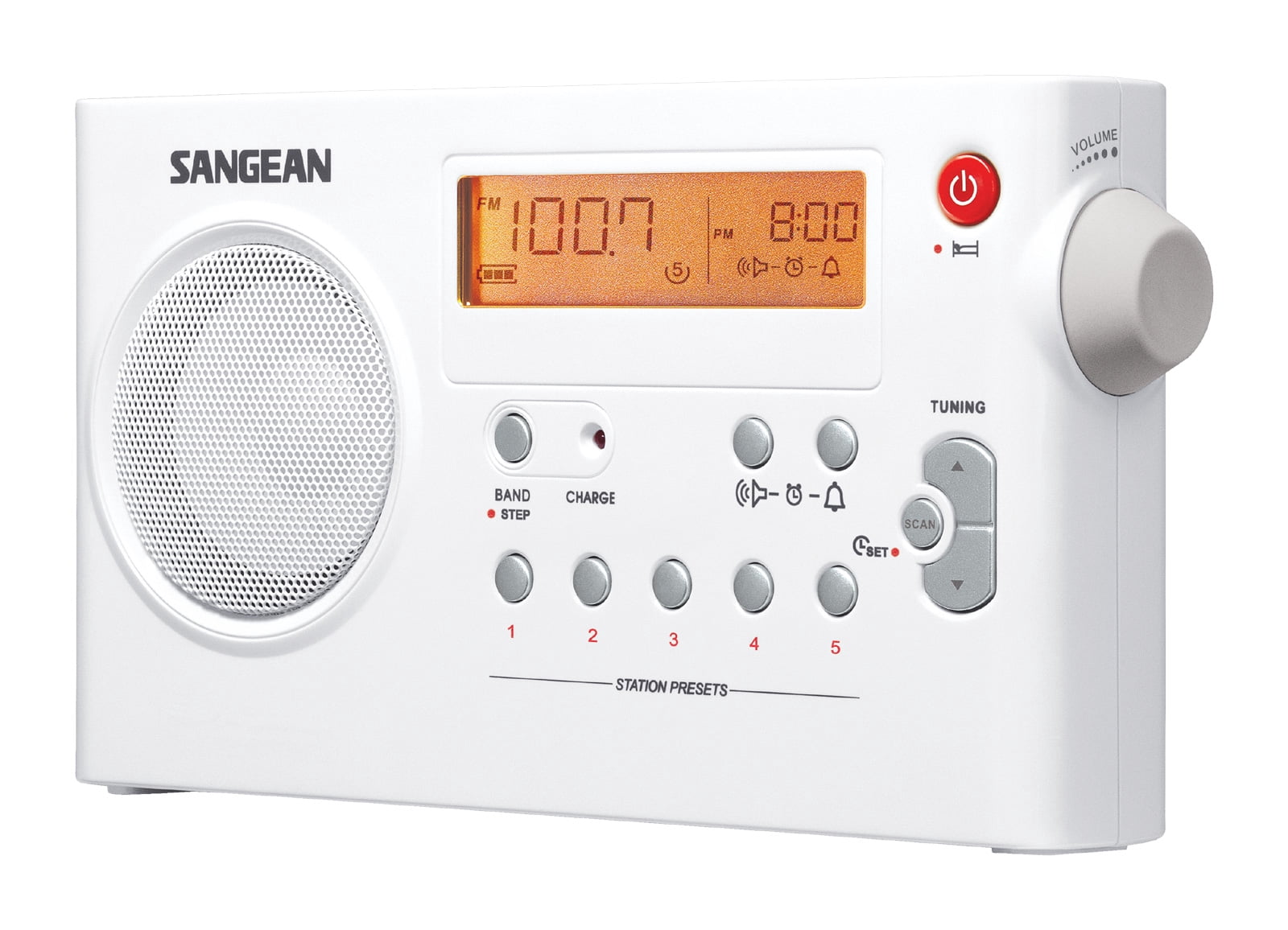 Sangean All in One Compact Portable Digital AM/FM Radio with Built-in Speaker, Earphone Jack, Alarm Clock Plus 6ft Aux Cable to Connect Any Ipod, Iphone or Mp3 Digital Audio Player