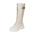 thumbnail image 2 of Botas de cuero con plataforma de otoño para mujer, botas de talla grande con suela gruesa y cordones con cierre de cremallera a la moda Wmkox8yii  sa2206, 2 of 7
