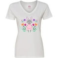 thumbnail image 3 of Inktastic Easter Scandinavian Bunny with Flowers Women's V-Neck T-Shirt, 3 of 5