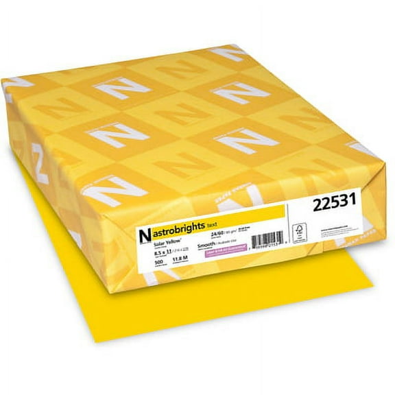 Astrobrights Color Paper, 24 lb Bond Weight, 8.5 x 11, Solar Yellow, 500/Ream (22531)