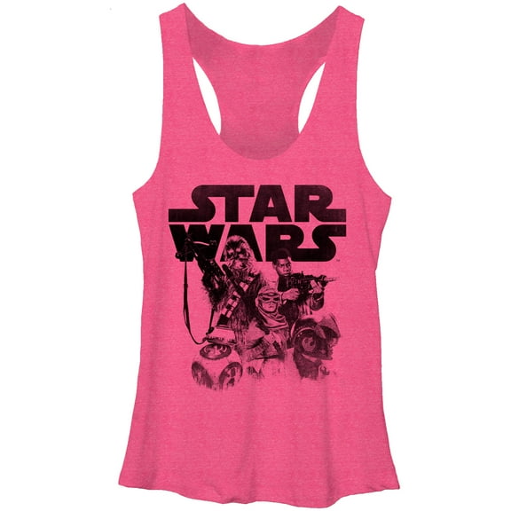 Women's Star Wars The Force Awakens Vintage  Racerback Tank Top Pink Heather Medium