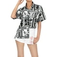 thumbnail image 2 of HAPPY BAY Women's Funny Aloha Party Shirt Hawaiian Blouse XL Ebony, Boho Guitar, 2 of 4