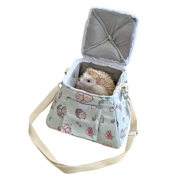Portable Small Animal Carry Bag House Bed for Hedgehog Sugar Glider Guinea Pig Ferret Squirrel Carrier Pouch Blue