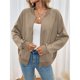 thumbnail image 5 of Sudadera con Cremallera de Gran Tamaño para Mujer, Chaquetas Informales de Larga, Estilo , Ropa de Abrigo para Invierno. Caqui XL, 5 of 10