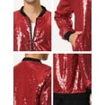 thumbnail image 6 of Unique Bargains Men's Long Sleeves Sequin Varsity Zipper Bomber Jacket XL Red, 6 of 6