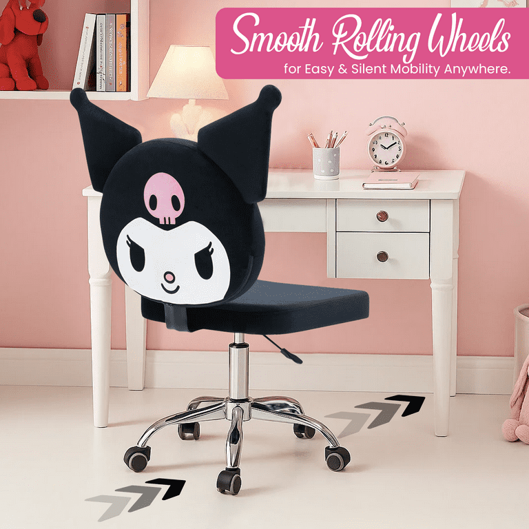 Impressions Vanity Kuromi Swivel Desk Chair with Makeup Wheels
