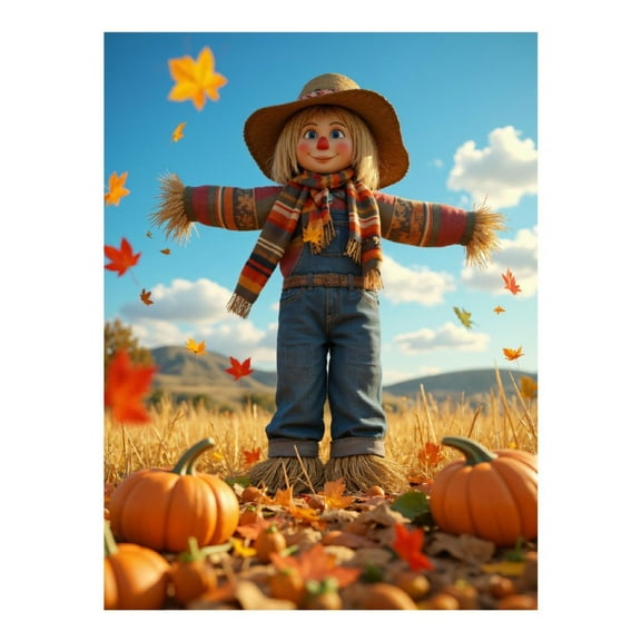 Diamond Art Kit for Adults, Scarecrow Autumn Pumpkin Field Diamond Painting for Adults Beginners, 5D DIY Diamond Art Painting Kits, Colorful Diamond Painting Craft for Home Decor 12x16