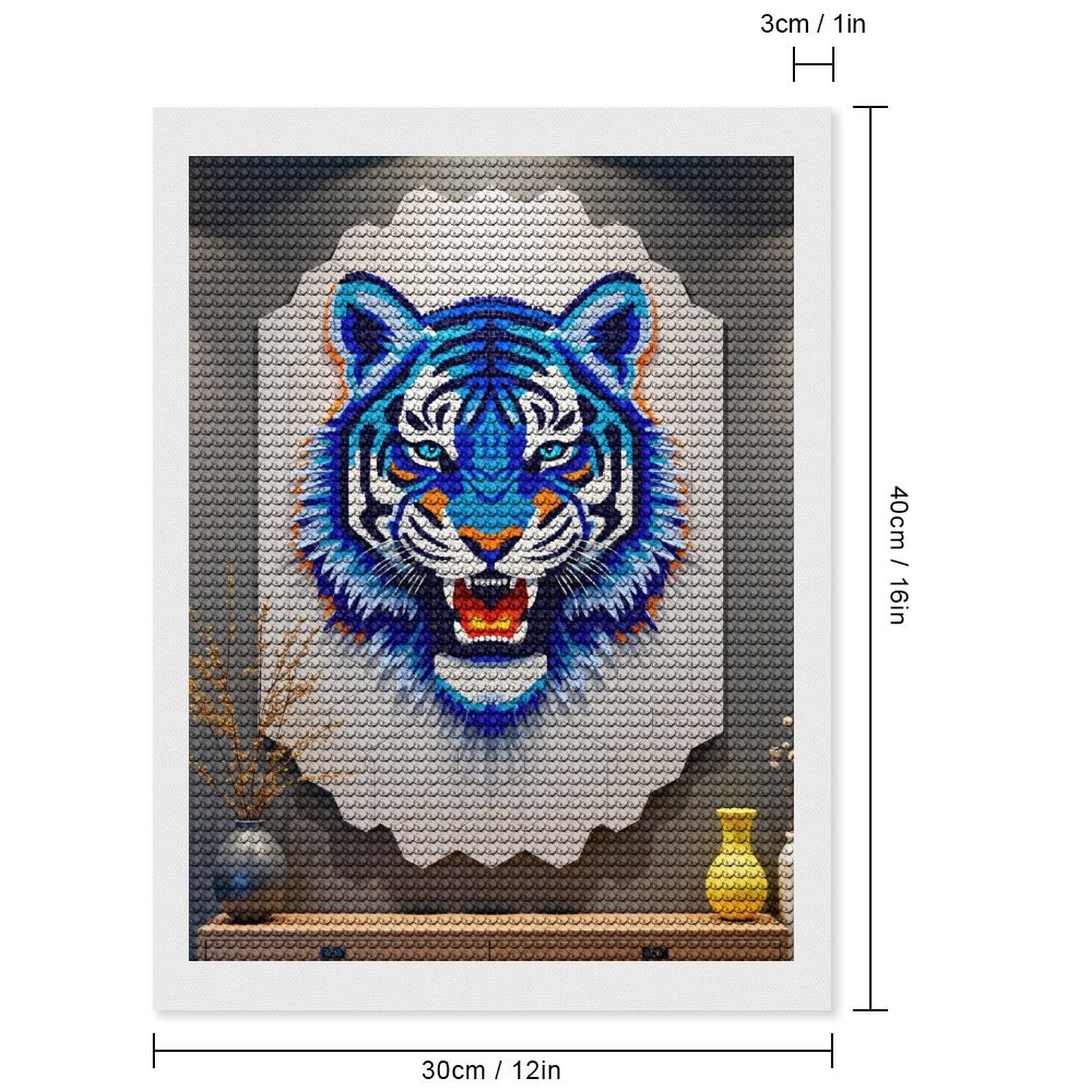Diamond Art Kit for Adults, Blue Mosaic Tiger Wall Art Diamond Painting for Adults Beginners, 5D DIY Diamond Art Painting Kits, Colorful Diamond Painting Craft for Home Decor 12x16