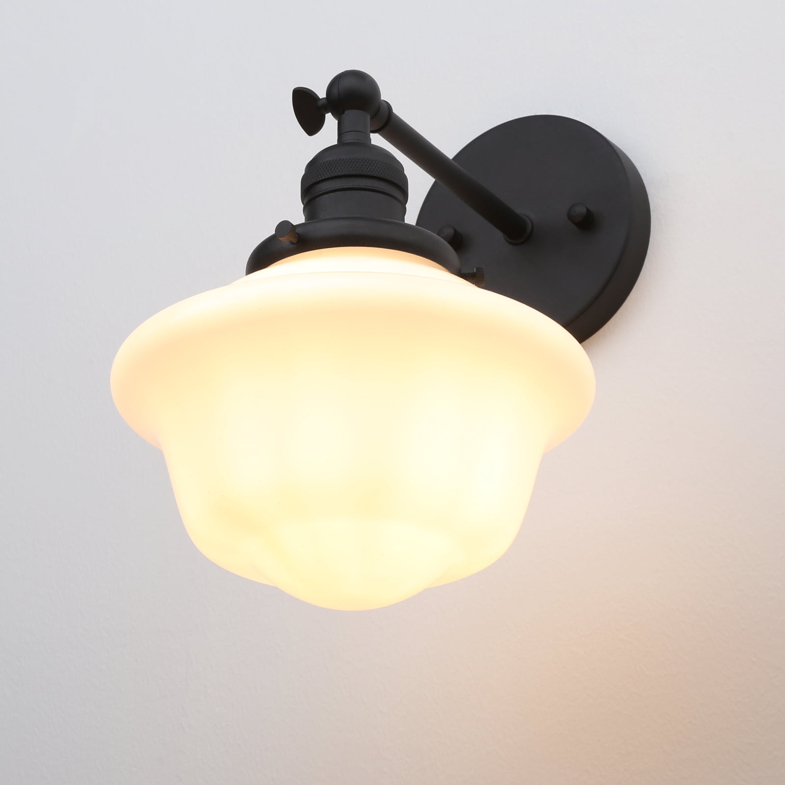 Pathson 1-Light Wall Sconce Milk White Glass Shade Wall Lighting for Living Room Bathroom