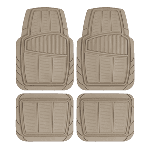 Auto Drive 4-Piece Rubber Floor Mats, Toll Tan, Universal