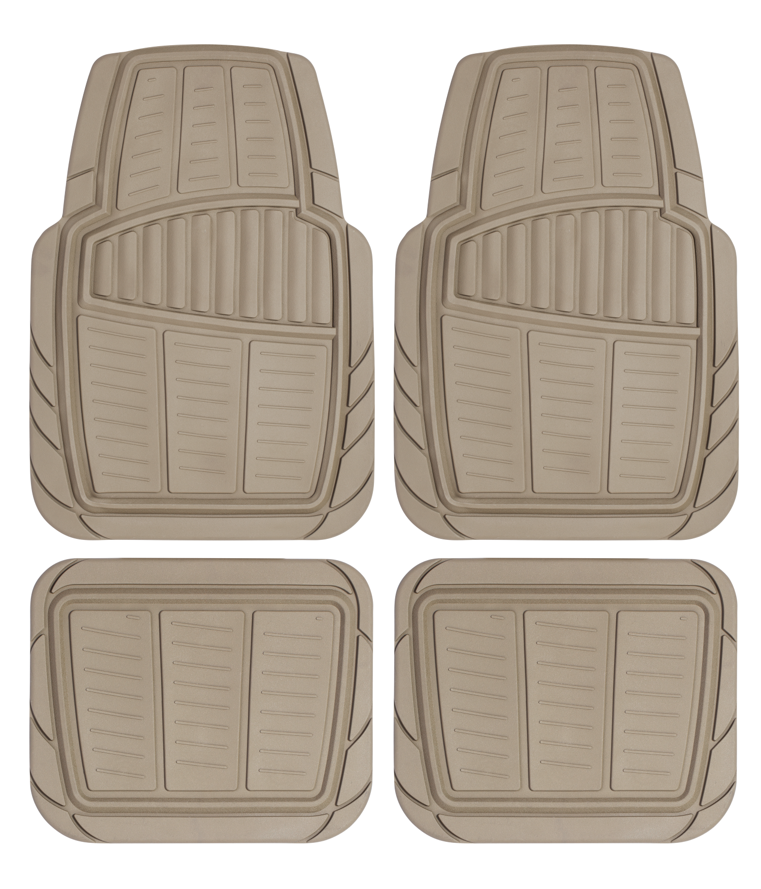 Auto Drive 4-Piece Rubber Floor Mats, Toll Tan, Universal