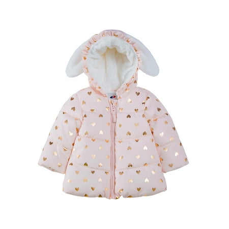 Rokka&Rolla Baby Girls' Infant Fleece Puffer Jacket -Toddler Warm Winter Coat, Sizes 6-24M