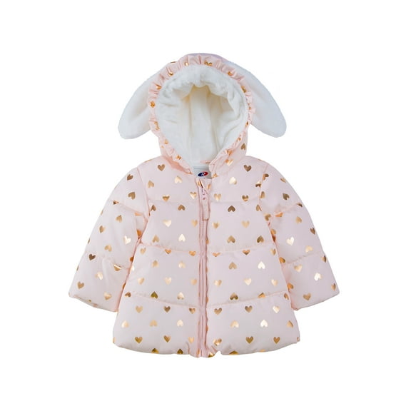 Rokka&Rolla Baby Girls' Infant Fleece Puffer Jacket -Toddler Warm Winter Coat, Sizes 6-24M