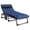 Black with velvet Blue pad, variant on NAIZEA 75"*26" Folding Camping Bed with 2 Sided Mattress and Pillow, 5-Position Adjustable, Portable Sleeping Bed