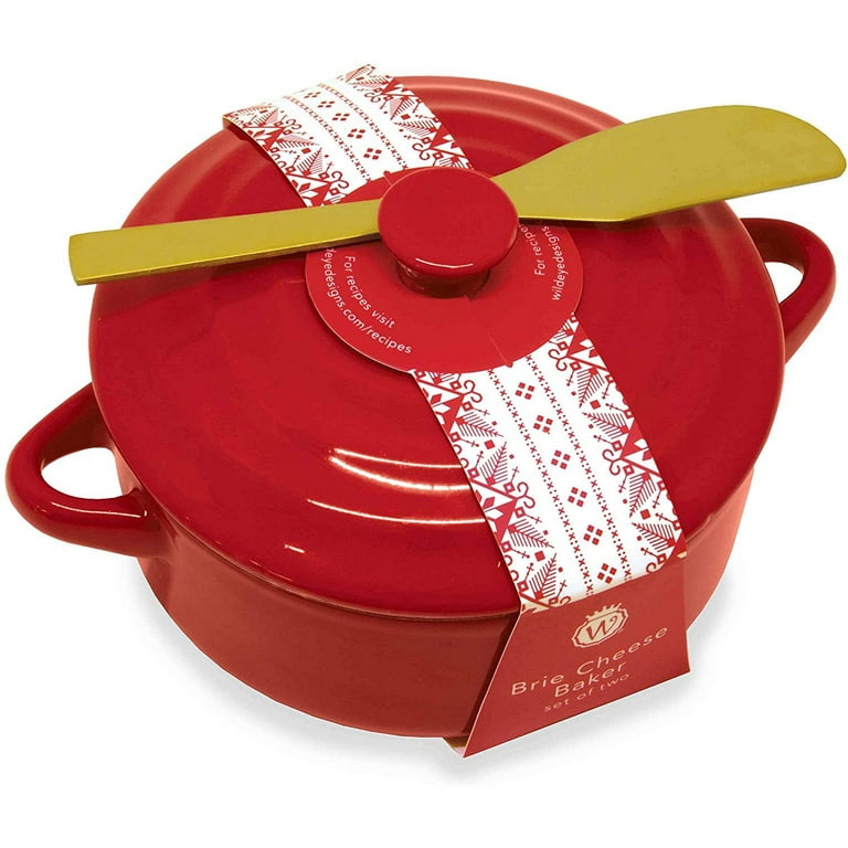TAG Brie Baker Set Of 2 Red Ceramic Dishes With Spreader | 80oz Stoneware, Dishwasher & Oven Safe 3 thumbnail image