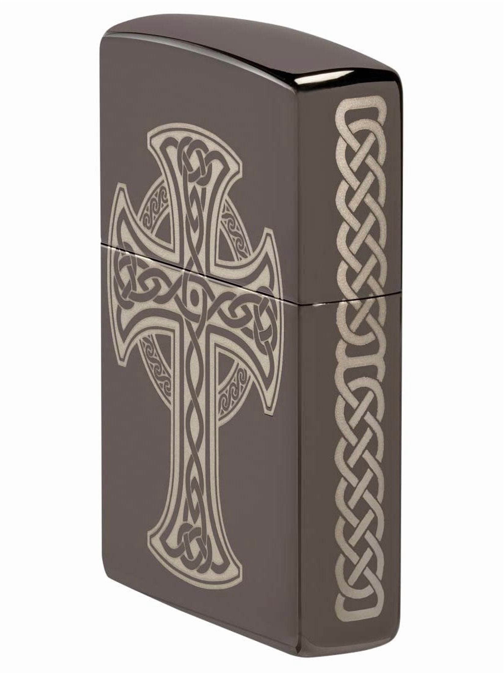 Zippo 48614 Black Ice Celtic Cross Design Windproof Pocket Lighter