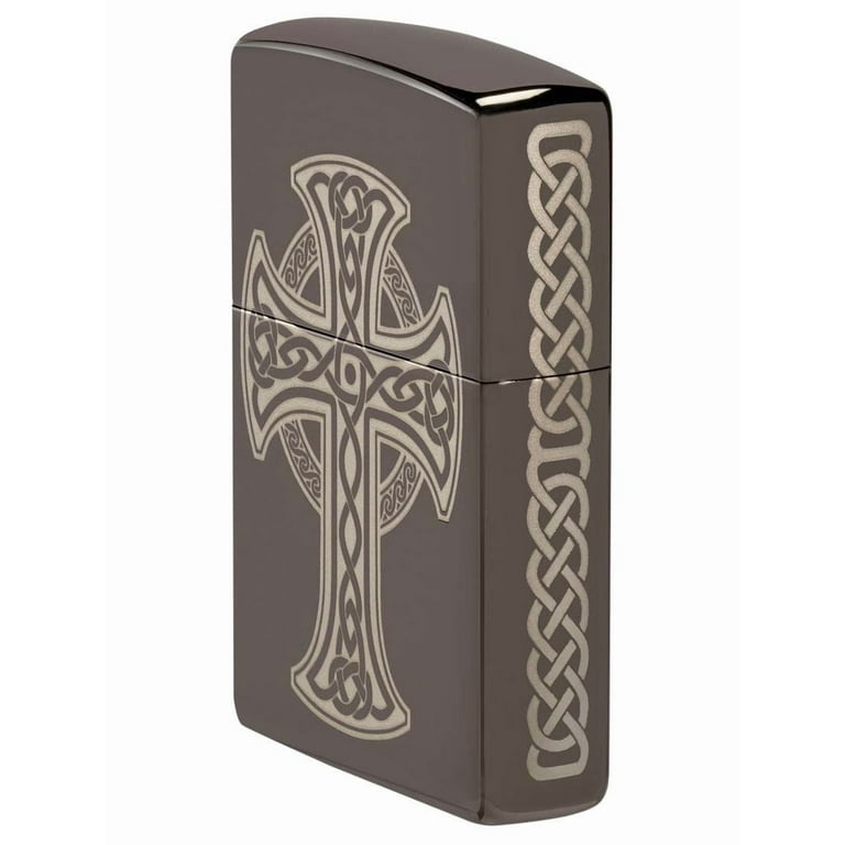 Zippo 48614 Black Ice Celtic Cross Design Windproof Pocket Lighter